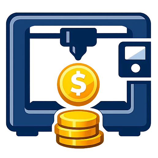3DP Deals logo showing a 3D printer printing savings coins